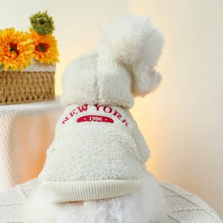 PETCIRCLE 펫 서클 강아지 고양이 옷 스웨이드 가을 겨울 보온 뉴욕 맨투맨