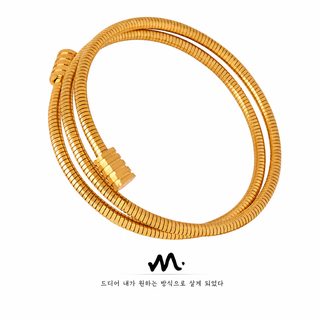 여성용 304 스테인리스 스네이크 체인 레이어드 팔찌 골드 실버 데일리 패션