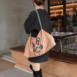 숄더백 대용량 자수 캐주얼 트렌드 학생 가방 여성 가방 나일론 방수 책가방 여성 용모치