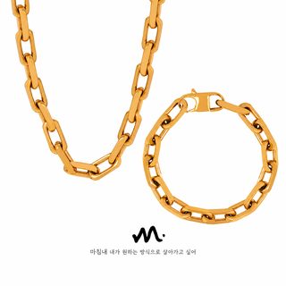 남녀공용 티타늄 스틸 쿠반 체인 목걸이 팔찌 액세서리 세트