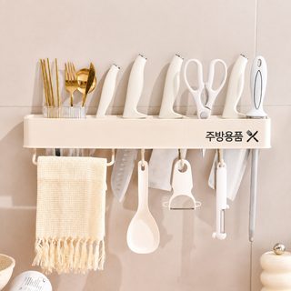 주방 칼꽂이 칼갈이 일체형 무타공 벽걸이 칼수납 정리대