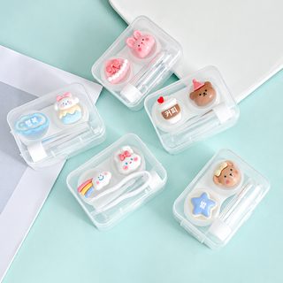 만화 휴대용 콘택트렌즈 케이스 diy 렌즈 케이스 귀여운 듀얼 콤팩트 일체형