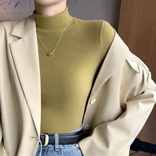 H329 니트 반터틀넥 레깅스 여성 신상 가을 겨울 내복 흑백 가을 옷 서양식