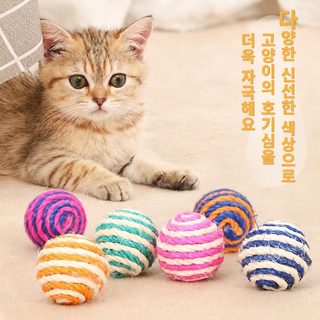 고양이 종이끈 공 장난감 소리 나는 셀프 놀이 이갈이 발톱갈이 실내 반려