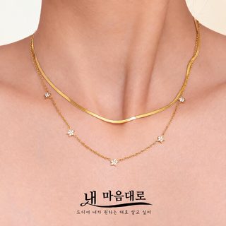 수수께끼 려ins 오각별 지르코늄 만천성 쇄골 목걸이 티타늄 도금 심플 이중