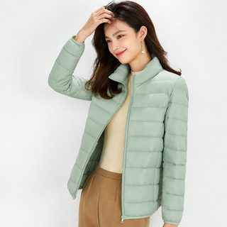 2024 신상 90 융 패딩 여성 칼라 경박 단형 큰 사이즈 경량 백오리 융 외투 평
