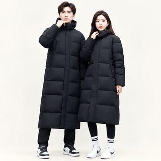 남녀공용 덕다운 후드 롱패딩 겨울 야외 스포츠 방한 코트