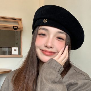 가을 겨울 큰 머리 베레모 자녀 한국판 캐주얼 패션 백합 영륜 빈티지 융단