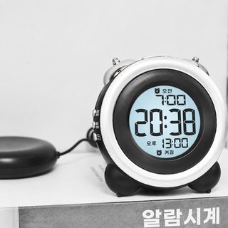다기능 디지털 알람시계 큰소리 탁상시계 침대 옆 전자시계 LCD 달력 야광 GH