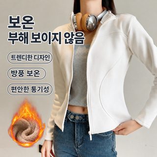 H570 리본 맨투맨 스웨이드 쇼트 코트 여자 가을/겨울 외투 슬림하고 기모 두