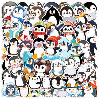 귀여운 바람 캐릭터 펭귄 낙서 스티커 50장 DIY 손장 선물 상자 장식 물컵 투