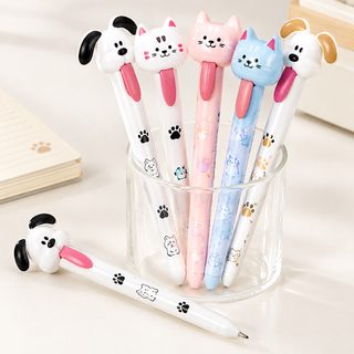 고양이 강아지 혀 노크 중성펜 학생용 필기구