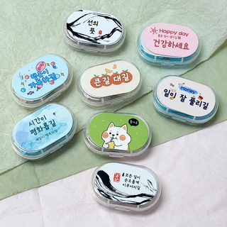 거울형 캐릭터 렌즈 케이스 2구 콘택트렌즈 보관함 휴대용 렌즈통 1713