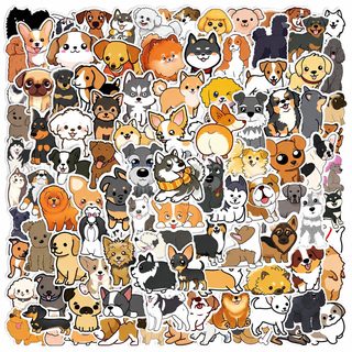 100장 작은 사이즈 귀여운 바람 강아지 낙서 스티커 물컵 문구함 diy 장식 방