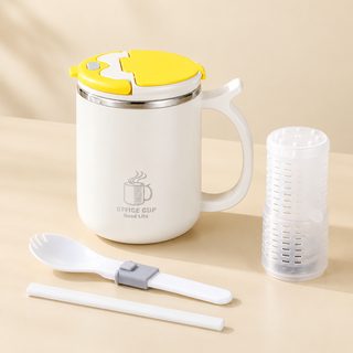 304 스테인리스 이중 머그컵 500ml 뚜껑 차망 사무실 찻잔