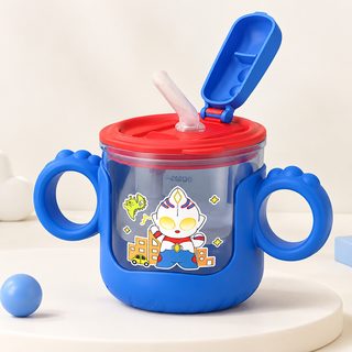 아기 양손잡이 눈금 빨대컵 유아 물 마시기 연습컵 280ml