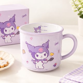 340ml 눈금 손잡이 카툰 백자 머그컵 전자레인지 사용 가능