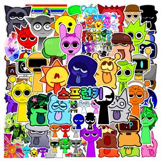 국경 간 Incredibox Plush 리듬 박스 그라피티 스티커 50장 컴퓨터 장식 음악 게