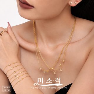 미리 티타늄 스틸 큐빅 26자 알파벳 주얼리 세트 PVD 골드 도금 목걸이 팔찌