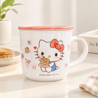 귀여운 캐릭터 백자 머그컵 340ml 손잡이형 전자레인지 사용 가능