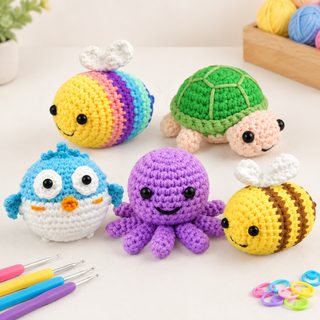 코바늘 동물 인형 만들기 DIY 뜨개질 재료 키트