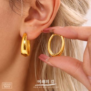 미리 신상 여성용 기하학 타원 링 귀걸이 스테인리스 도금 빈티지 이어링