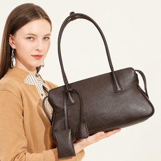 여성 빈티지 천연 소가죽 겨드랑이백 2026 가을 신상 대형 베개형 숄더백
