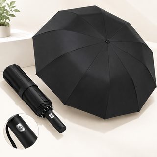 24골 이중 프레임 자동 3단 우산 남녀공용 자외선 차단 방풍 양우산