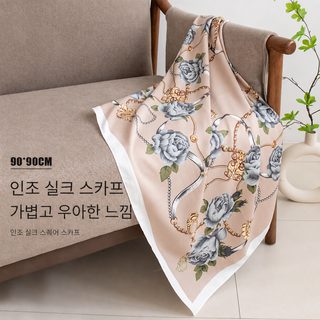 유럽과 미국 패션 유행 봄, 여름 작은 스카프 여성 모조 스카프 외장 스카프