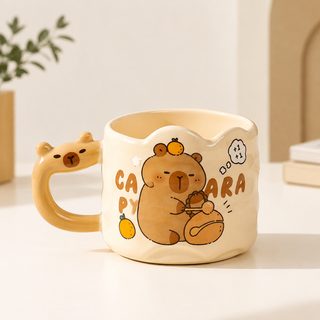 카피바라 캐릭터 도자기 머그컵 300ml 손잡이형 선물용