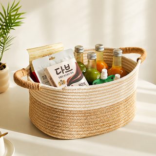 북유럽풍 심플한 면 끈 수납 광주리 어린이 장난감 수납 바구니 가정용 뜨