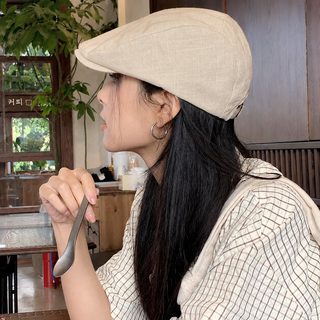 일본풍 레트로 양면 착용 남녀공용 뉴스보이캡 베레모 자외선 차단 모자
