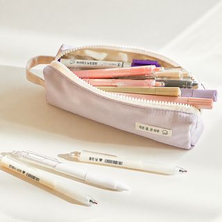 심플 일본풍 학생용 대용량 이중 수납 마카롱 필통 방수 나일론 다기능 휴