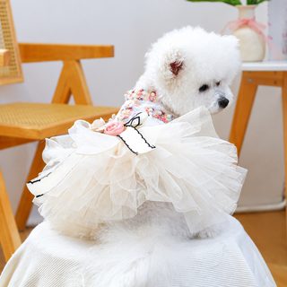 PETCIRCLE宠物圈中小型犬衣服宠物用品宠物狗衣服立体花朵香风裙