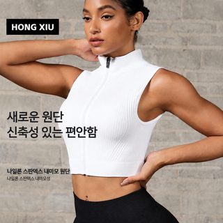 크로스보더 빈틈없는 타이트한 통기 요가 운동 지퍼 조끼 여자 외장 달리기