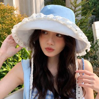 일본계 레이스 테두리 큰 처마 어부모 여름 나들이 귀엽고 달콤한 대야 모