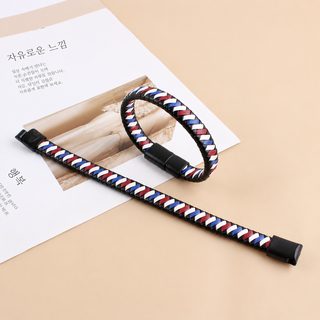남녀공용 가죽 팔찌 자석 버클 꼬임 체크 패턴 빈티지 패션 액세서리