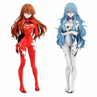 미소녀 시리즈 빨간 옷 아스카·파란 머리 레이 극장판 스탠딩 PVC 피규어 애