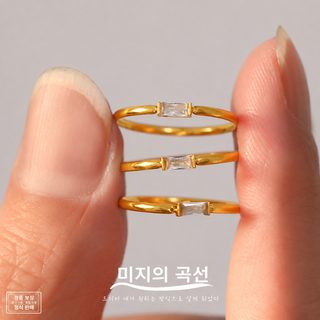 미리 스테인리스 직사각형 5A 지르콘 슬림 링 변색 방지 여성 검지 반지