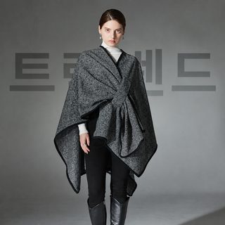 아마존 우품 춘추 겨울 중장형 숄 신형 대외무역 구미 검은색 버클 줄무늬