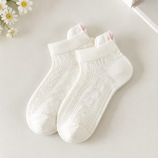 뒷굽 자수 리본 양말 여자 짧은 양말 여름 얇은 ins 조일계 jk 흰색 스텔스 보트 양말 도매