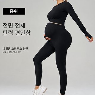 크로스보더 빈틈없는 임산부 요가복 세트 신상 헬스 스포츠 헬스복 티셔츠
