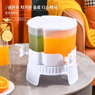 좌성 3점 칸 회전 냉장고 냉수 주전자 대용량 과일 찻주전자 여름 냉수 통