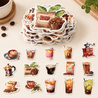 커피 애호가 음료 스티커 50장 아이디어 빈티지 물컵 음료 커피머신 테이블