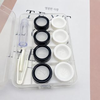신형 심플 컬러렌즈 케이스 콘택트렌즈 더블 케이스 블랙·화이트 4세트