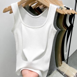 H237 엄선 봄, 여름 신상 와이드 숄더 조끼 여자 슬림 큰 U넥 폭발적인 베이스 안에 작은 조끼 여자 민소매
