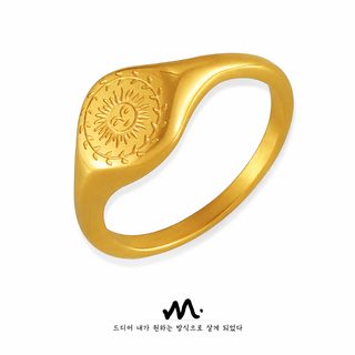 티타늄 스틸 태양 서라운드 기하학 반지 남녀공용 골드 스틸 컬러 패션 링