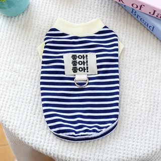PETCIRCLE宠物圈 宠物衣服狗狗猫猫服装服饰牵引小背心-黑白条