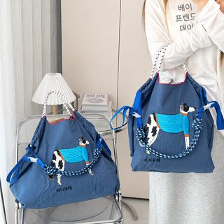 자수 토트백 여성 숄더백 대용량 나일론 데일리 쇼핑백 크로스백