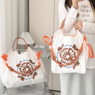 BC 여성 나일론 자수 토트백 대용량 숄더백 크로스백 데일리 쇼핑백